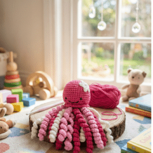 Imádnivaló 22 cm-es horgolt polipka babáknak.