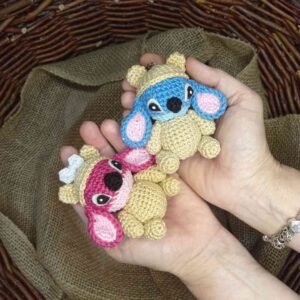 Horgolt Stitch és Angel kulcstartó